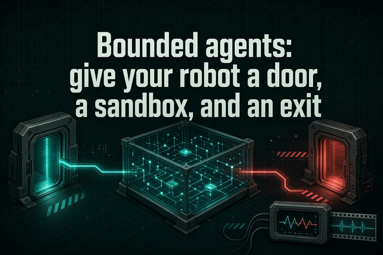 Bounded agents: give your robot a door, a sandbox, and an exit