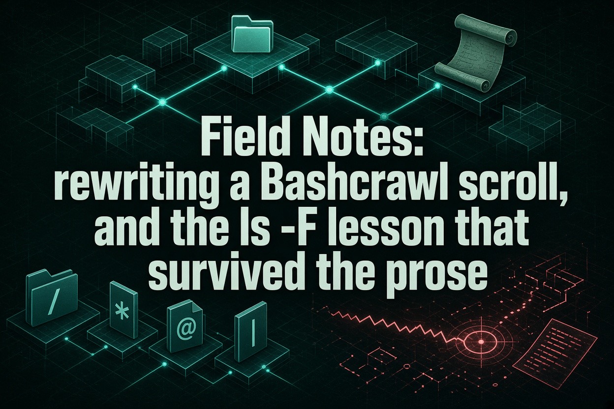 Field Notes: rewriting a Bashcrawl scroll, and the ls -F lesson that survived the prose
