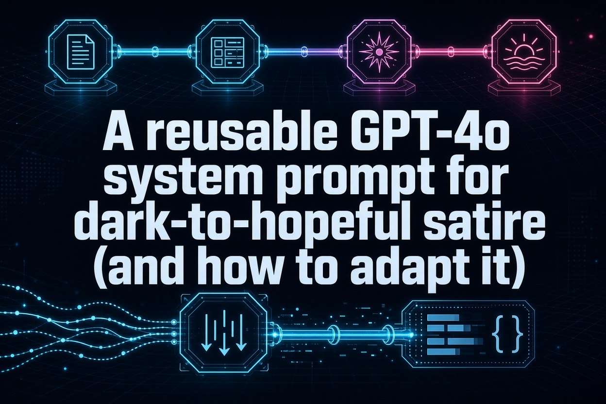 A reusable GPT-4o system prompt for dark-to-hopeful satire (and how to adapt it)