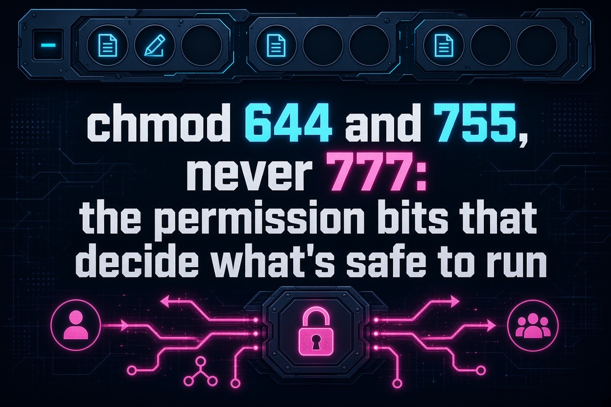 chmod 644 and 755, never 777: the permission bits that decide what's safe to run