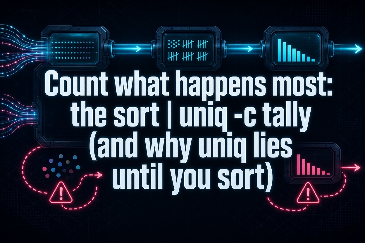 Count what happens most: the sort | uniq -c tally (and why uniq lies until you sort)