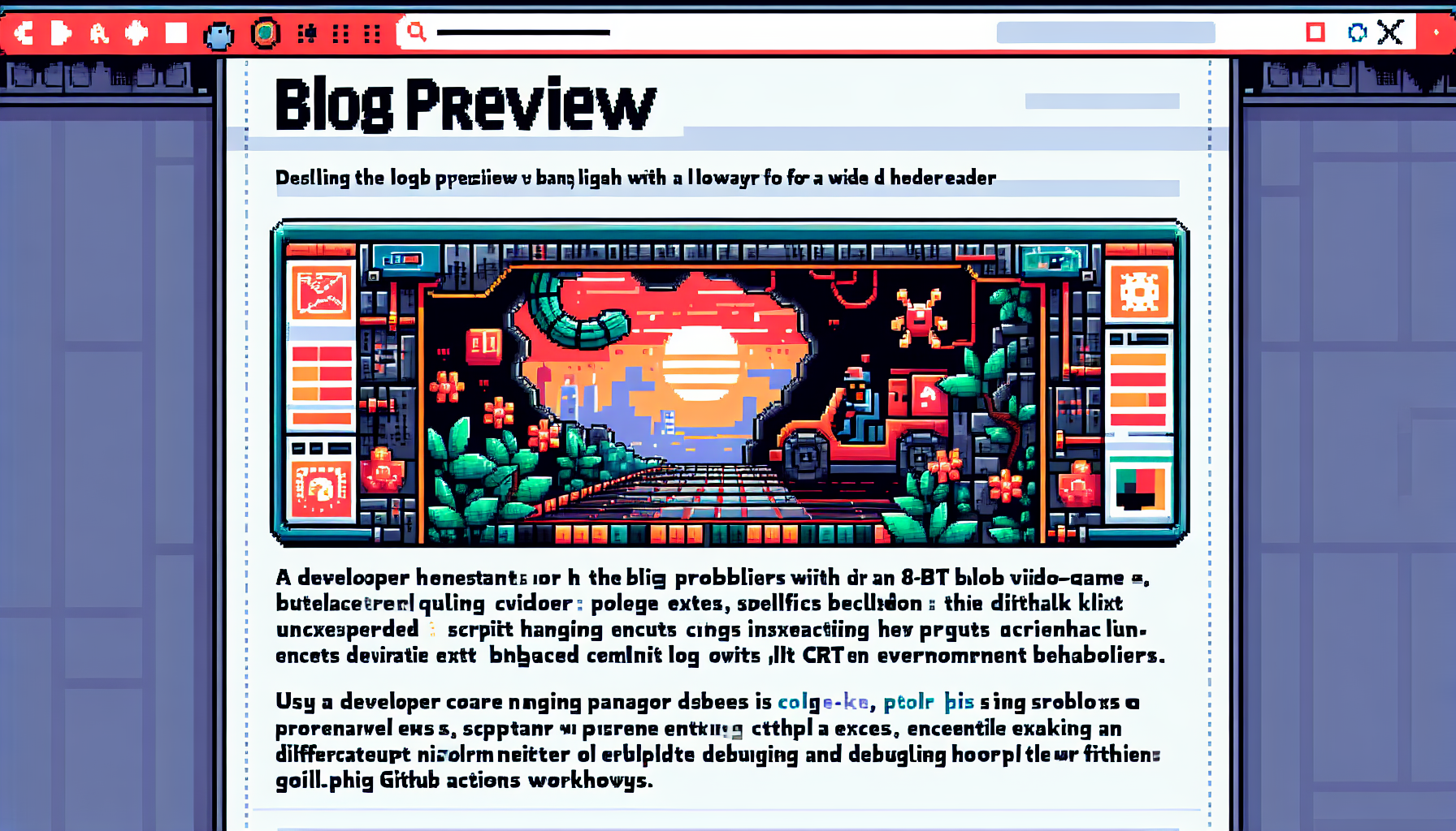 A retro terminal depicting a stalled, hanging CI job