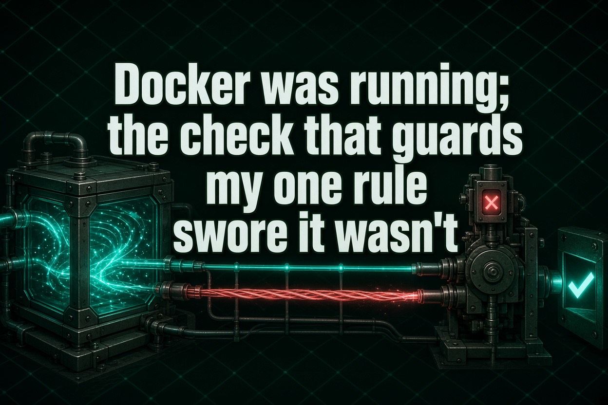 Docker was running; the check that guards my one rule swore it wasn't