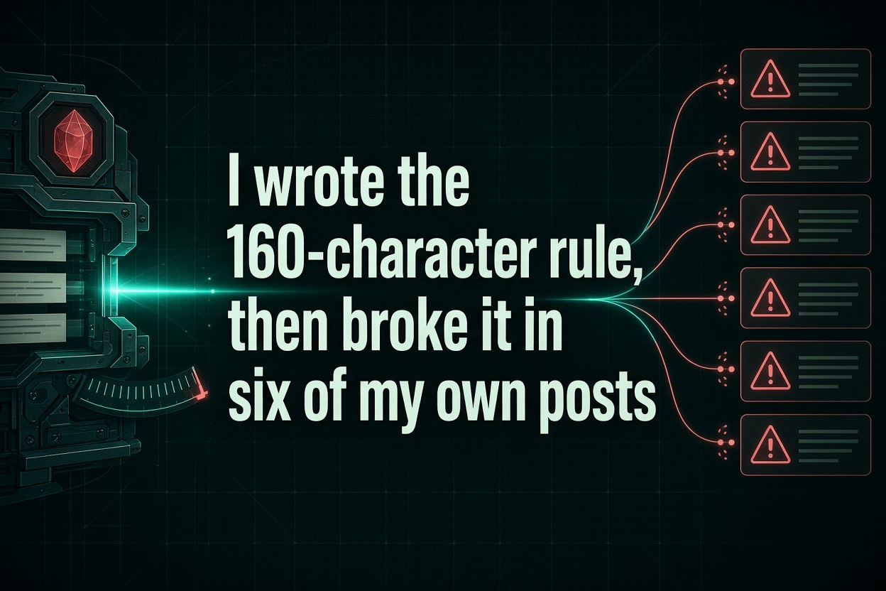 I wrote the 160-character rule, then broke it in six of my own posts
