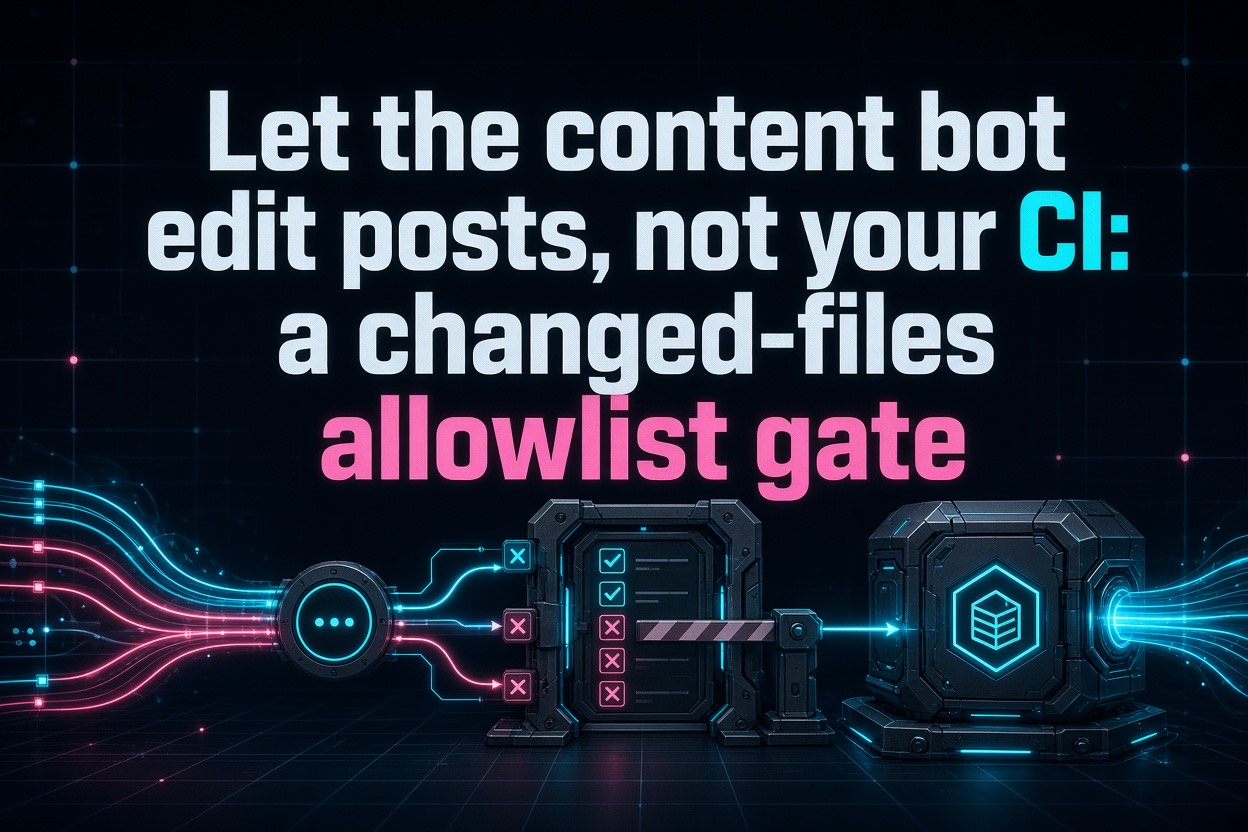 Let the content bot edit posts, not your CI: a changed-files allowlist gate
