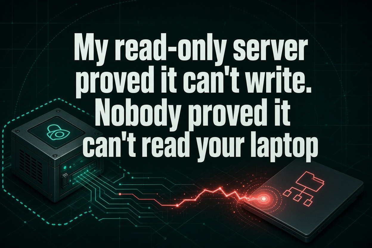My read-only server proved it can't write. Nobody proved it can't read your laptop