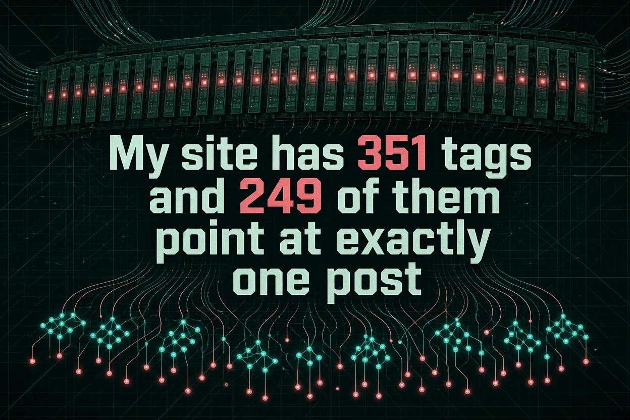 My site has 351 tags and 249 of them point at exactly one post