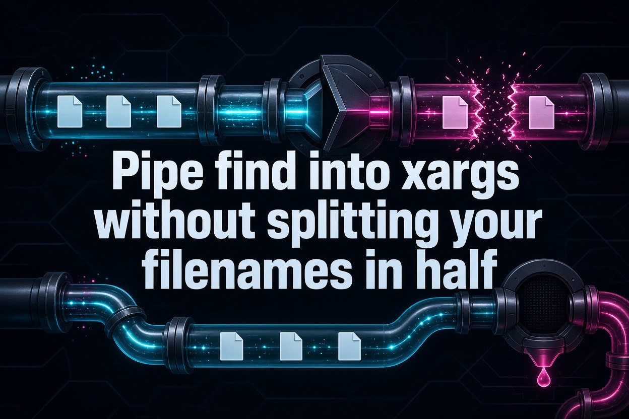 Pipe find into xargs without splitting your filenames in half