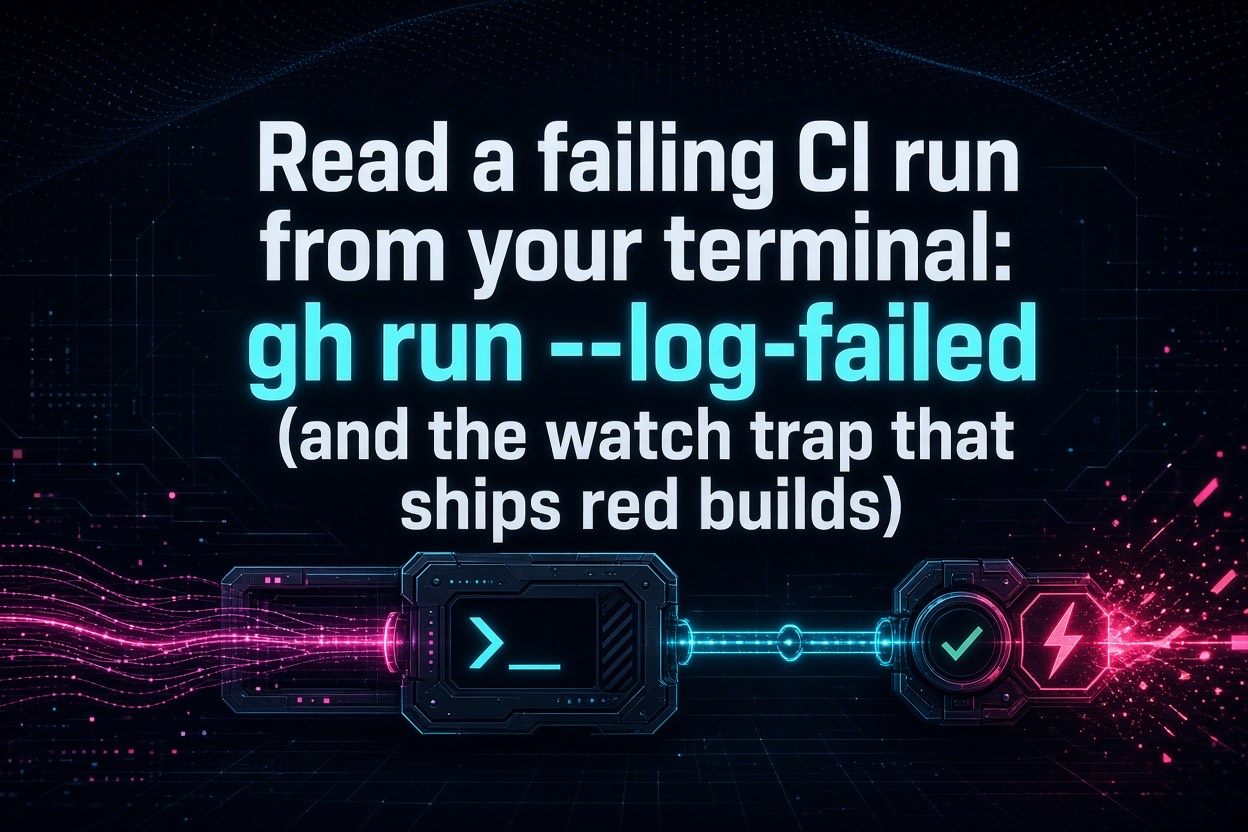 Read a failing CI run from your terminal: gh run --log-failed (and the watch trap that ships red builds)