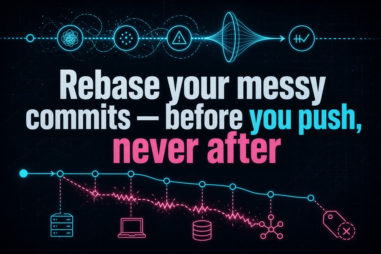 Rebase your messy commits — before you push, never after
