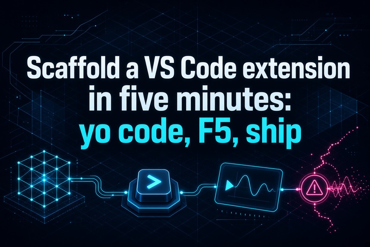 Scaffold a VS Code extension in five minutes: yo code, F5, ship