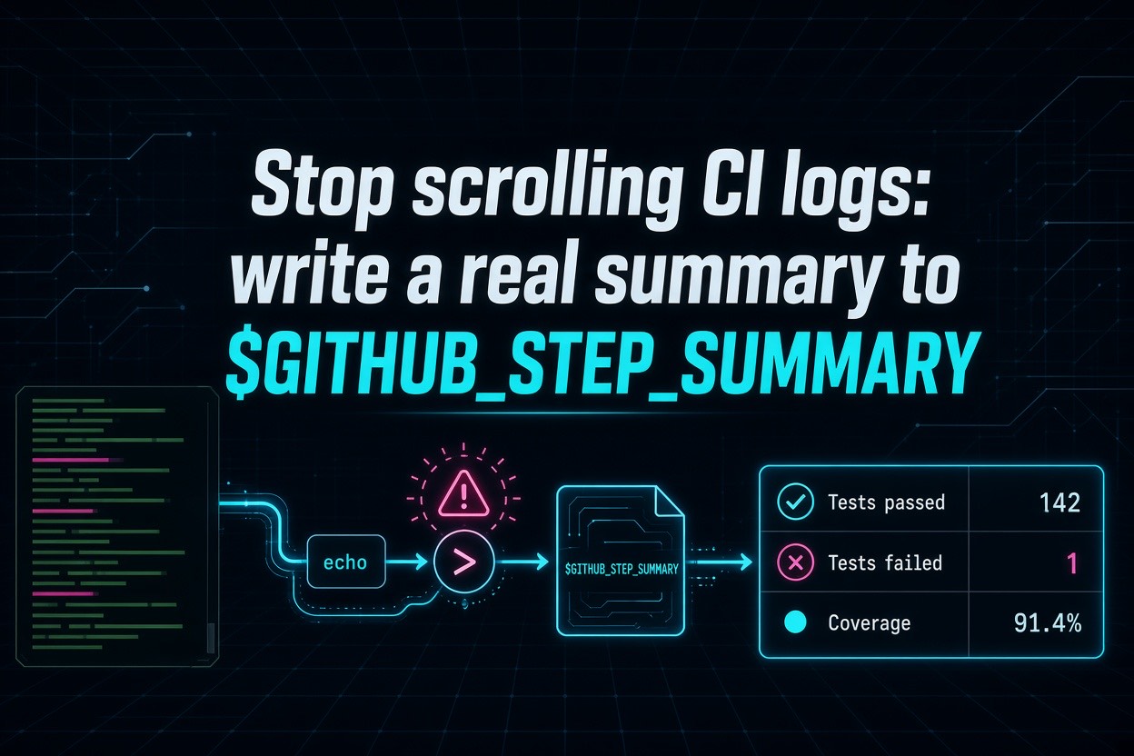 Stop scrolling CI logs: write a real summary to $GITHUB_STEP_SUMMARY