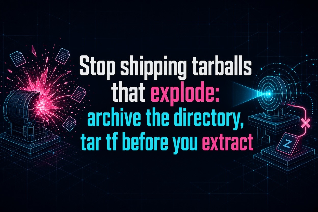 Stop shipping tarballs that explode: archive the directory, tar tf before you extract