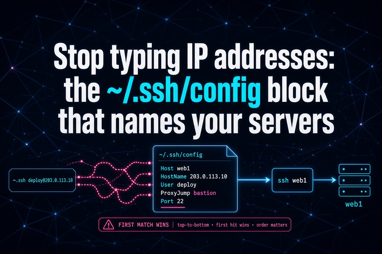 Stop typing IP addresses: the ~/.ssh/config block that names your servers