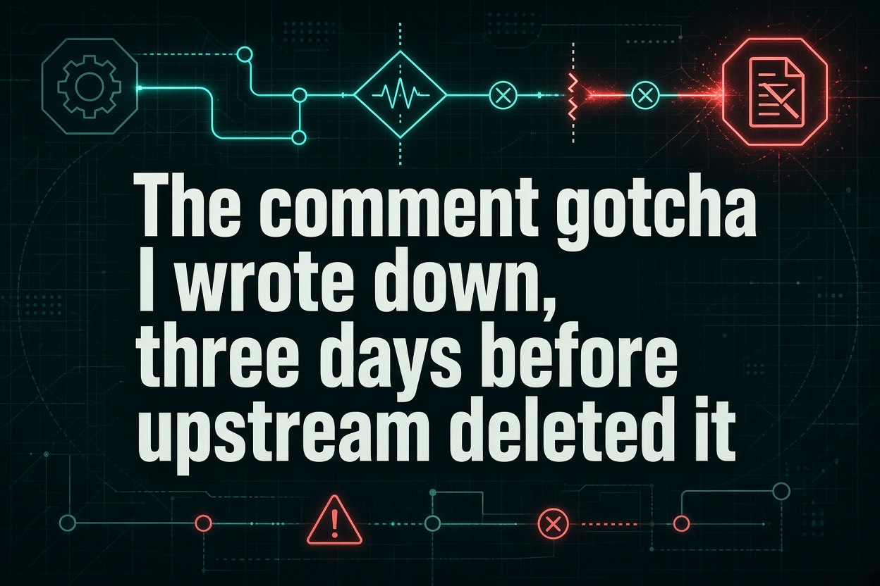 The comment gotcha I wrote down, three days before upstream deleted it