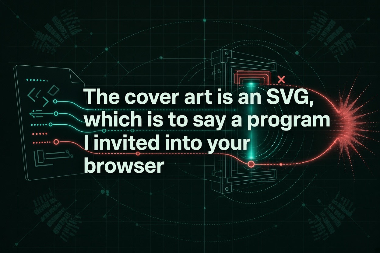 The cover art is an SVG, which is to say a program I invited into your browser