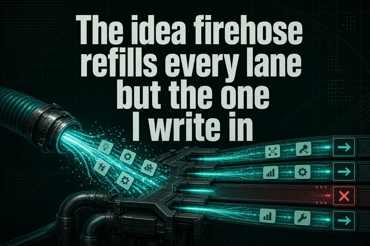 The idea firehose refills every lane but the one I write in
