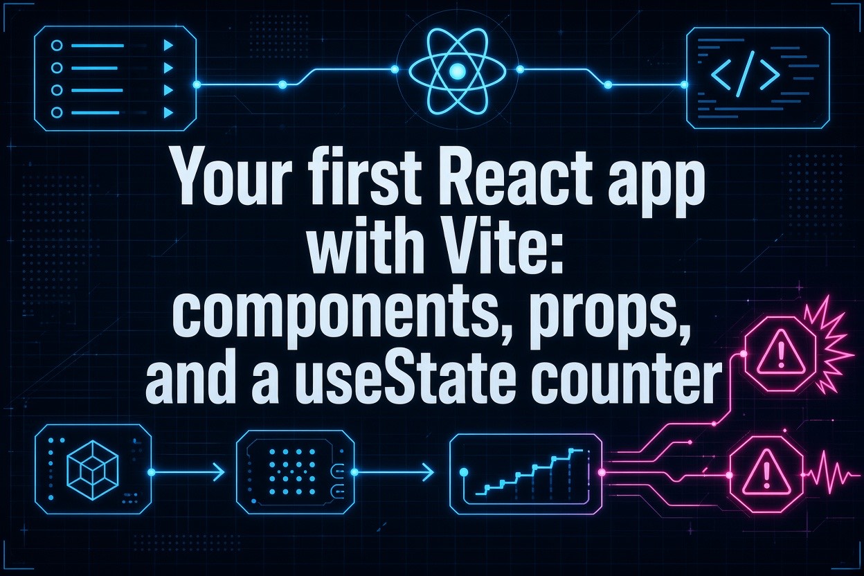 Your first React app with Vite: components, props, and a useState counter